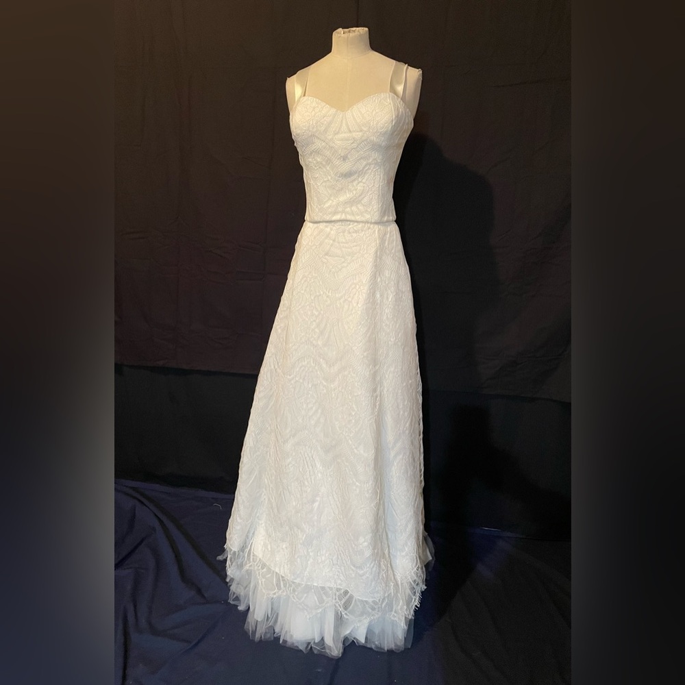 Designer Pas De Deux, Full Lace 2 Piece Bridal Gown Dress Ivory 2 NEW 1 of Kind